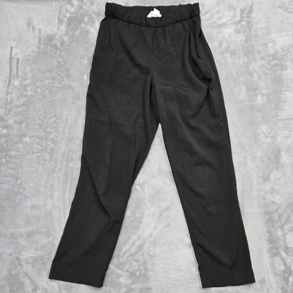 HM Black Elastic Waist Crepe Pull On Pants Trousers Size 4 Pockets 05755429